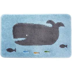 Juvale Non Slip Bath Mat, Kid's Bathroom Decor, Whale Rug (30.7 X 18.9 In)