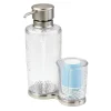 MDesign Plastic Refillable Mouthwash Dispenser/Cup Organizer - Clear/ Brushed