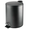MDesign Round Metal 1.3 Gallon Step Trash Can - Lid, Removable Liner - Navy Blue
