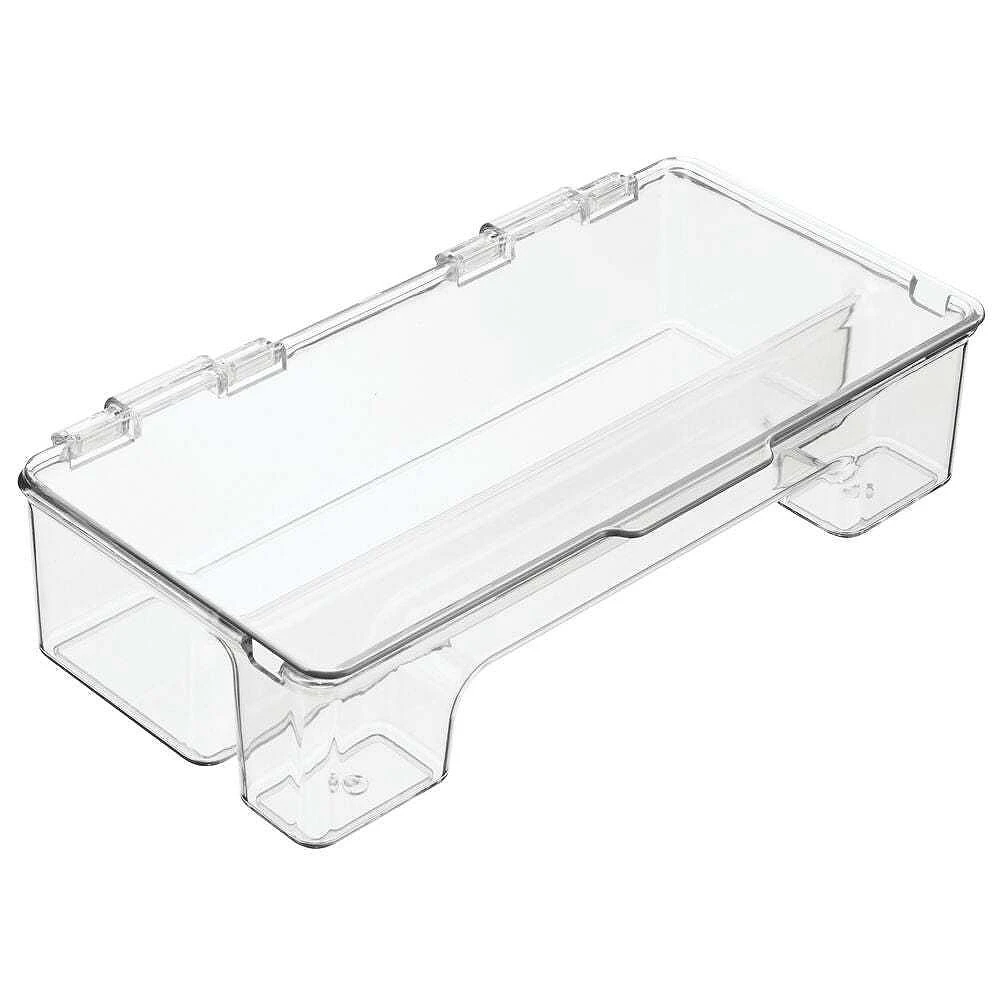 MDesign Plastic Toothbrush Holder, Storage Organizer Bin For Bathroom - Clear