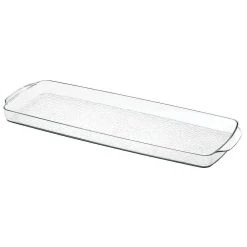 MDesign Long Plastic Bathroom Toilet Tank Storage Vanity Accessory Tray - Clear