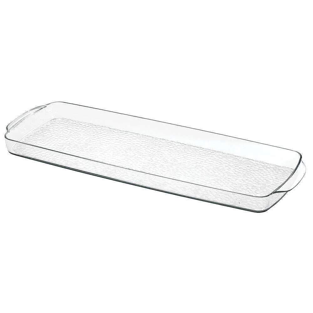 MDesign Long Plastic Bathroom Toilet Tank Storage Vanity Accessory Tray - Clear