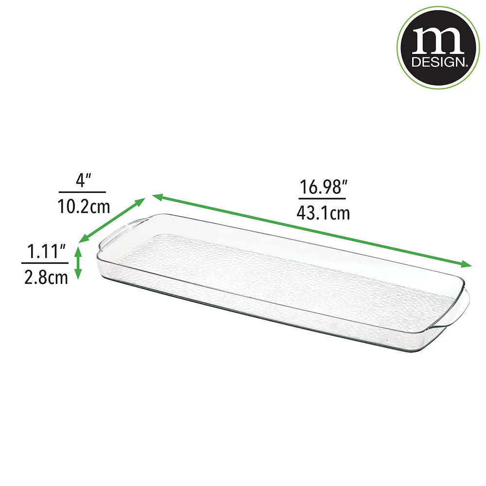 MDesign Long Plastic Bathroom Toilet Tank Storage Vanity Accessory Tray - Clear - Image 2