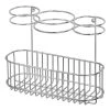 MDesign Steel Wall Mounted Bathroom Hair Care Storage Organizer Basket, Chrome