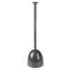 MDesign Plastic Freestanding Hideaway Toilet Bowl Plunger/Holder, Charcoal Gray
