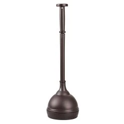 MDesign Plastic Freestanding Lift And Lock Toilet Bowl Plunger/Holder - Silver