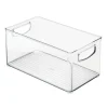 MDesign Plastic Bathroom Vanity Storage Organizer Bin Holder With Handles, Clear
