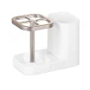 MDesign Plastic Toothbrush Storage Organizer Holder With Cup - White/Matte Satin