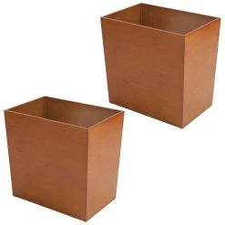 MDesign Slim Trash Can Wastebasket, Small Garbage Container Bin, 2 Pack, Natural