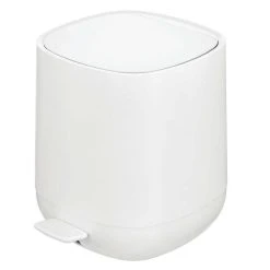 MDesign Plastic 1.3 Gallon/5 Liter Bathroom Garbage Can, Removable Liner, White