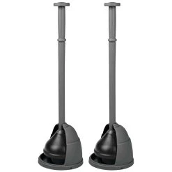 MDesign Plastic Freestanding Toilet Plunger/Storage Cover Set, 2 Pack, Dark Gray