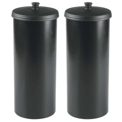 MDesign Plastic Toilet Paper 3-Roll Storage Organizer W/ Cover, 2 Pack , Black