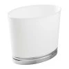MDesign Oval Slim Plastic Small Trash Can Wastebasket - White/Chrome