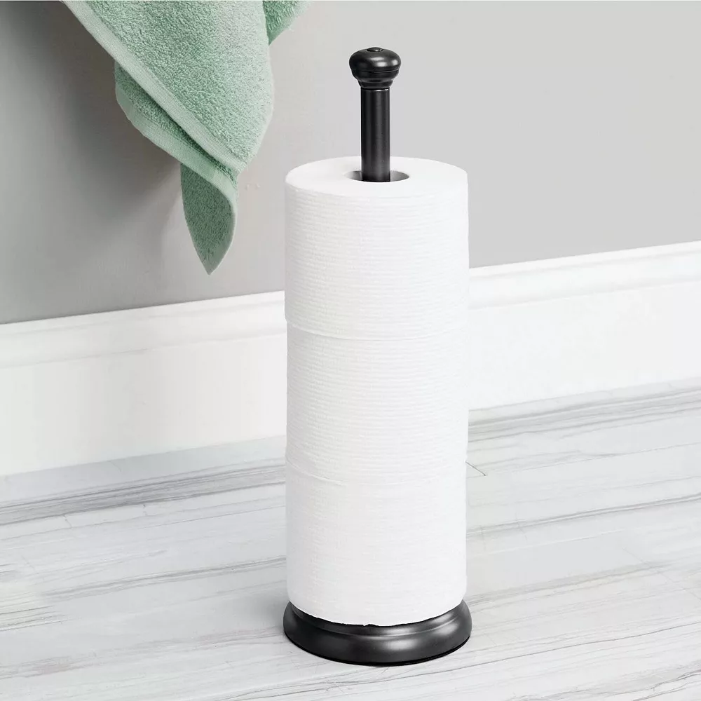 MDesign Metal Free-Standing Toilet Paper Holder - Image 2