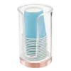 MDesign Plastic Small Bathroom Disposable Paper Cup Dispenser -Clear/Rose Gold