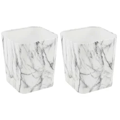 MDesign Small Metal 2.3 Gallon Trash Can, Square Wastebasket, 2 Pack, Soft Brass