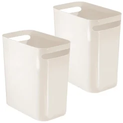 MDesign Plastic Rectangular 2.5 Gallon Trash Can - 2 Pack