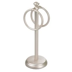 MDesign Steel Bathroom Towel Rack Holder Stand With 2 Hanging Rings - Satin