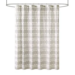 INK+IVY Rhea Farmhouse Cotton Clipped Jacquard Shower Curtain