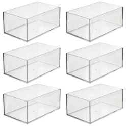 MDesign Small Bathroom Storage Organizer Bin For Counter, Sink - 6 Pack, Clear