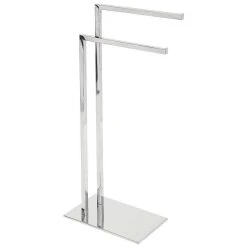 MDesign Tall Stainless Steel Bathroom Towel Storage Rack Holder