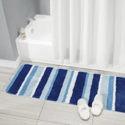 MDesign Striped Microfiber Polyester Rug, Non-Slip Spa Mat - Runner 5 MDesign Striped Microfiber Polyester Rug, Non-Slip Spa Mat - Runner -Linum Home Textiles Shop 6151947 ALT2