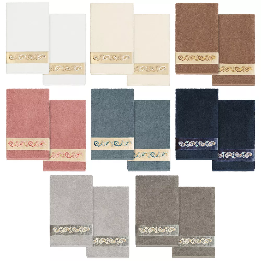 Linum Home Textiles Turkish Cotton Mackenzie 2-piece Embellished Bath Towel Set - Image 4