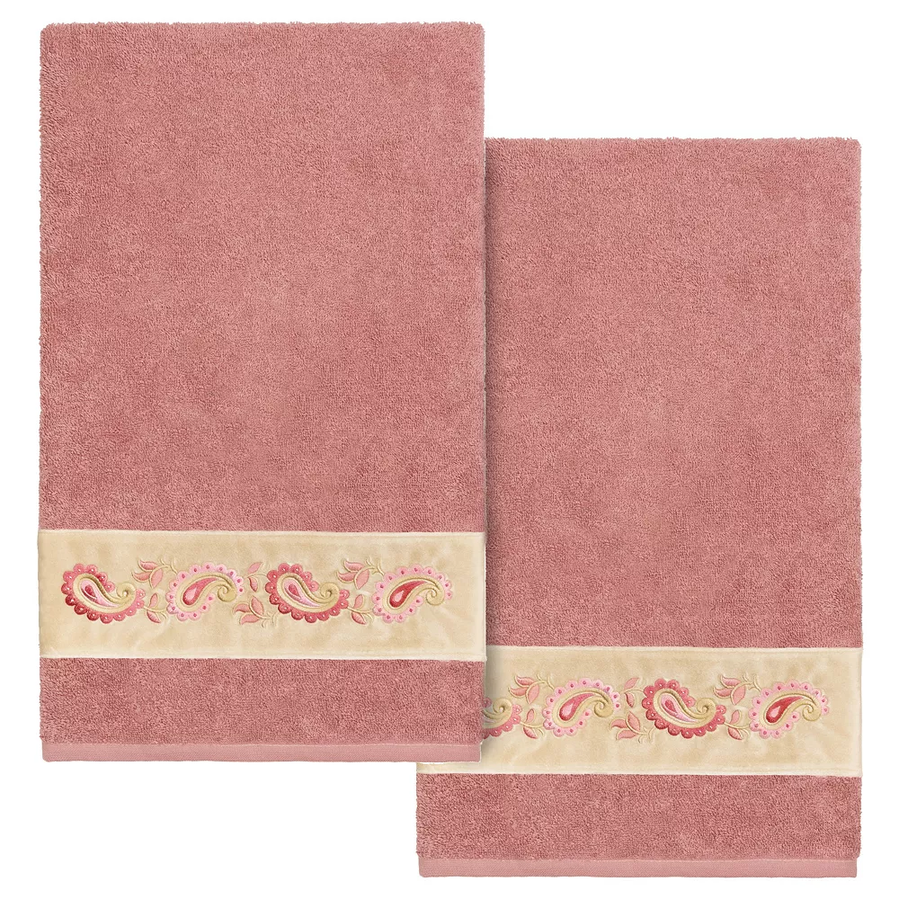Linum Home Textiles Turkish Cotton Mackenzie 2-piece Embellished Bath Towel Set