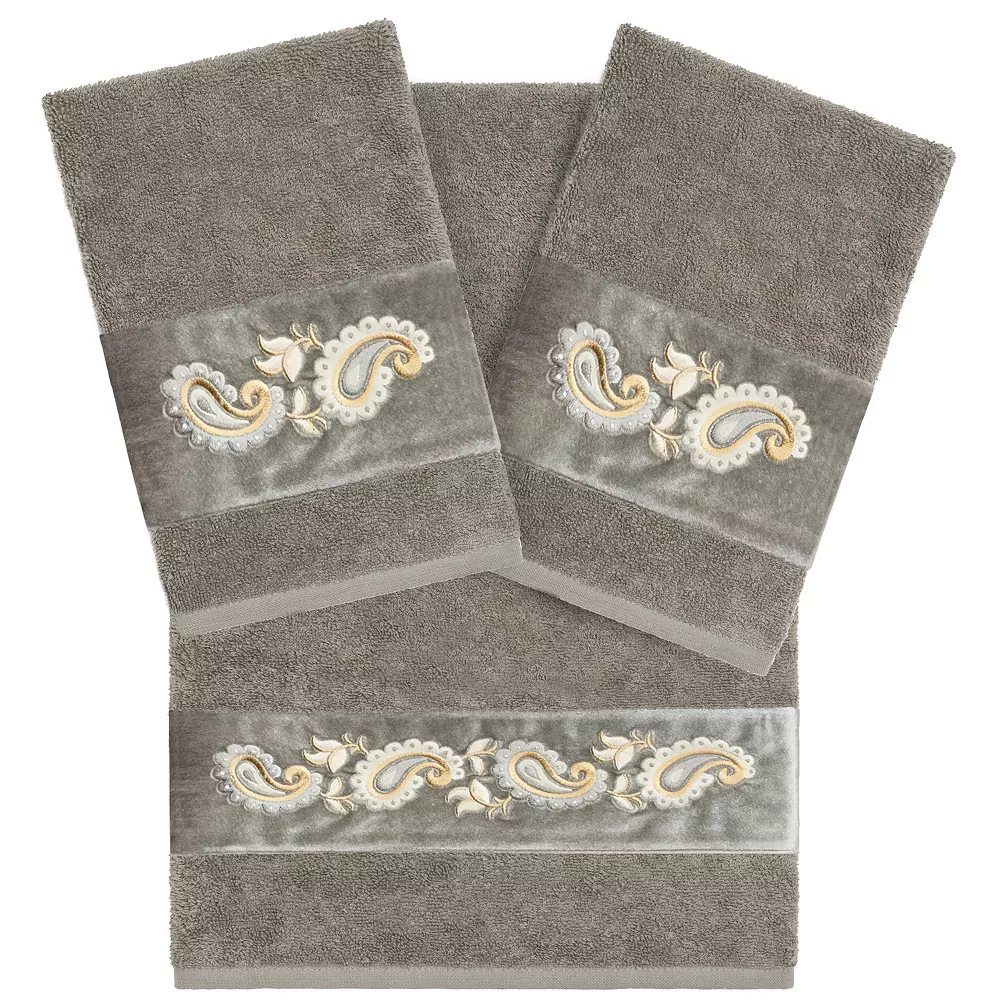 Linum Home Textiles Turkish Cotton Mackenzie 3-piece Embellished Towel Set