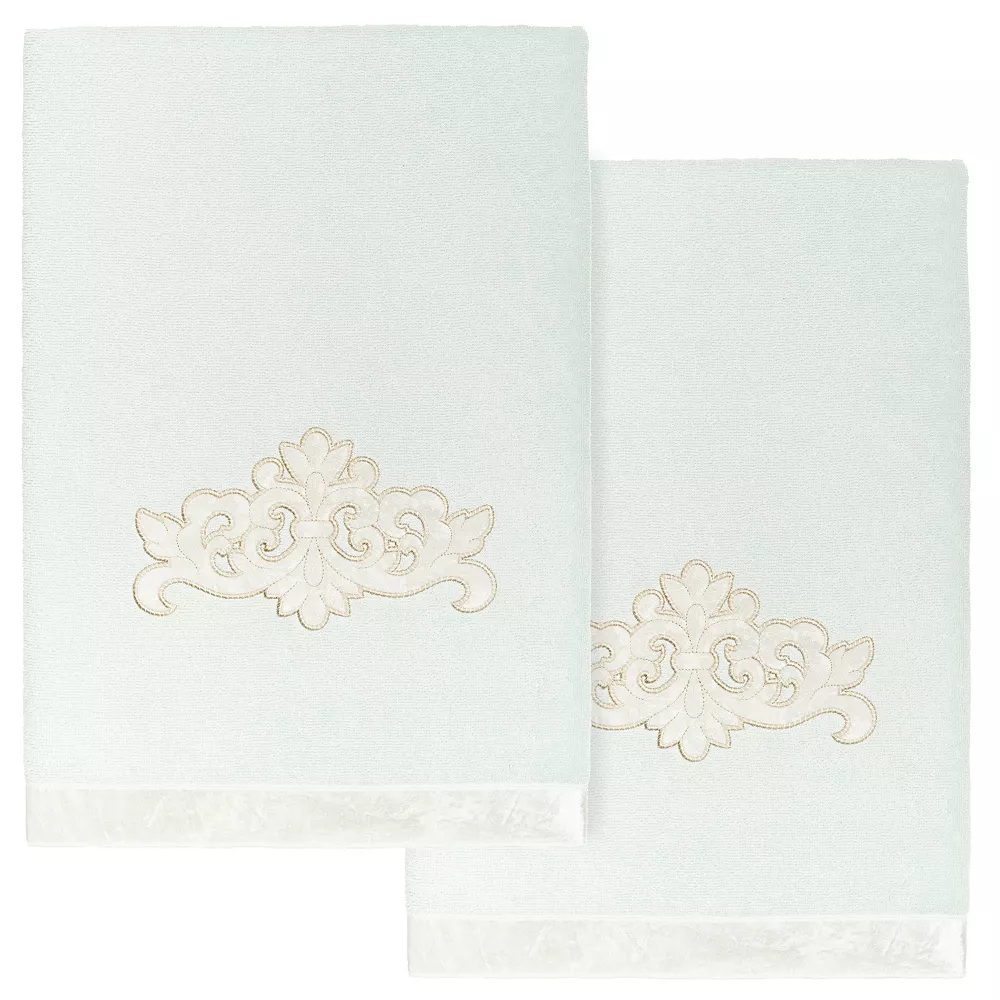 Linum Home Textiles Turkish Cotton May 2-piece Embellished Bath Towel Set