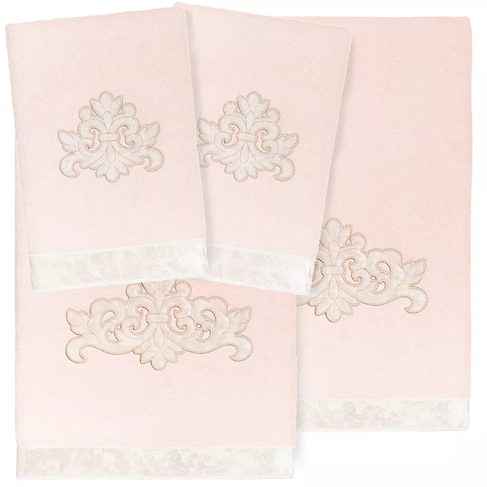 Linum Home Textiles Turkish Cotton May 4-piece Embellished Towel Set