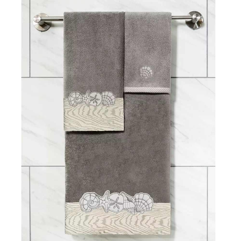 Linum Home Textiles Turkish Cotton Shell Row 2-piece Embellished Fingertip Towel Set - Image 4