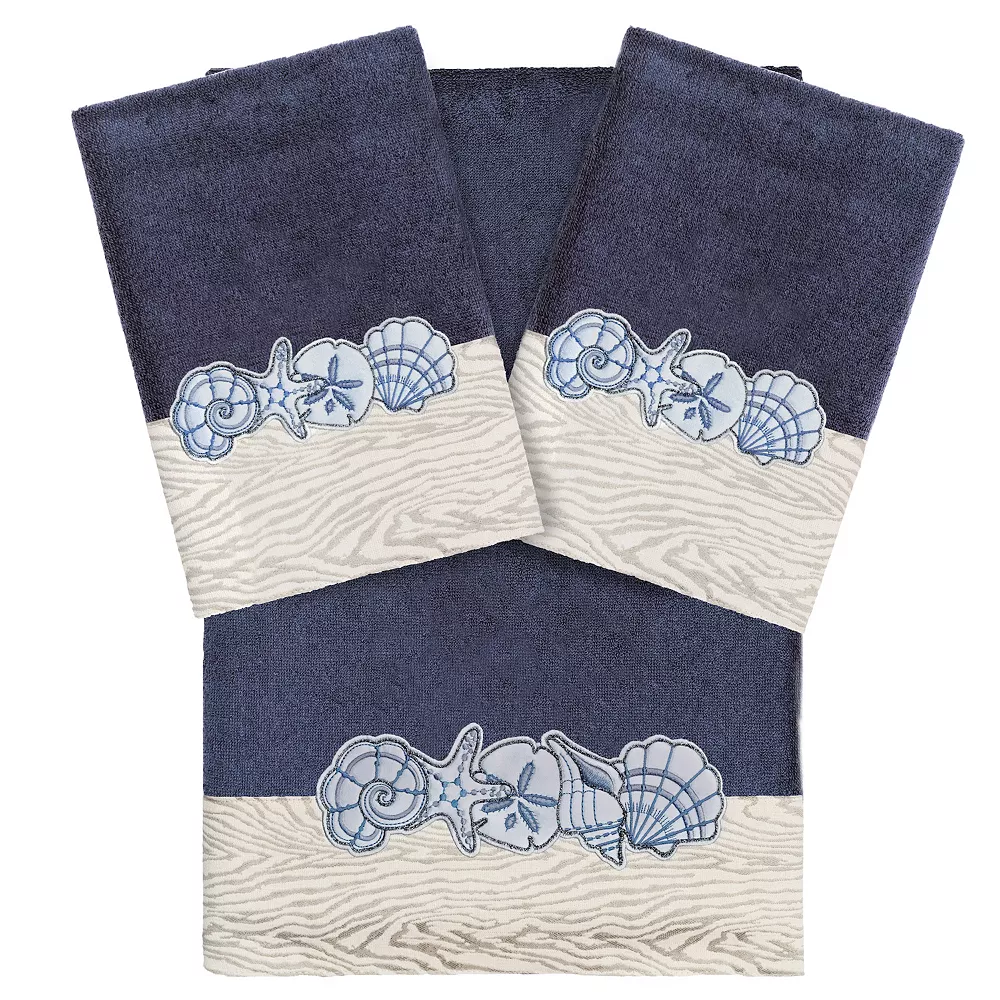 Linum Home Textiles Turkish Cotton Shell Row 3-piece Embellished Towel Set