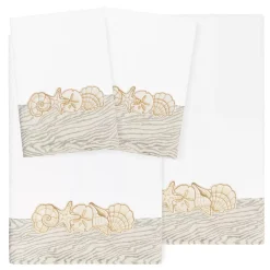 Linum Home Textiles Turkish Cotton Shell Row 4-piece Embellished Towel Set