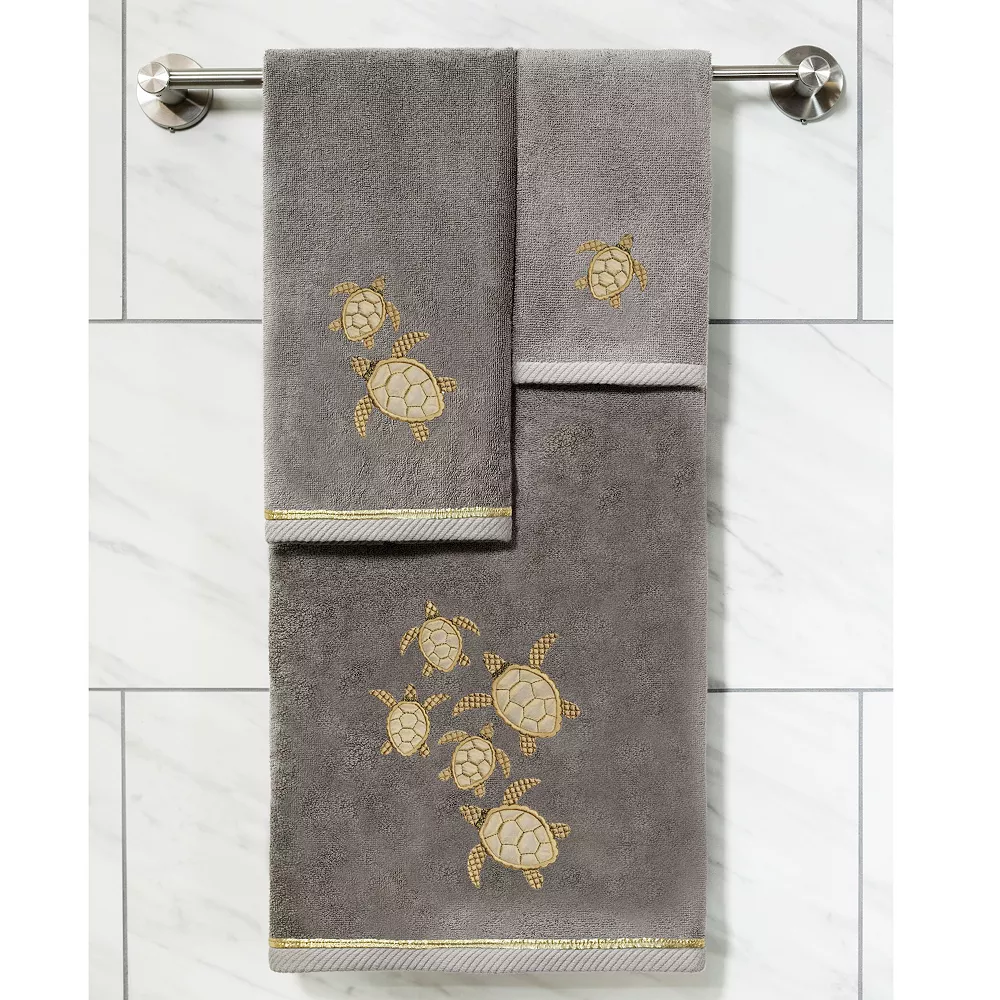 Linum Home Textiles Turkish Cotton Tortuga 2-piece Embellished Bath Towel Set - Image 4