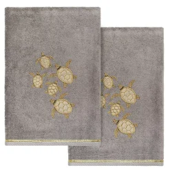 Linum Home Textiles Turkish Cotton Tortuga 2-piece Embellished Bath Towel Set