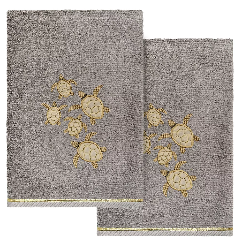 Linum Home Textiles Turkish Cotton Tortuga 2-piece Embellished Bath Towel Set