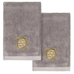 Linum Home Textiles Turkish Cotton Tortuga 2-piece Embellished Fingertip Towel Set