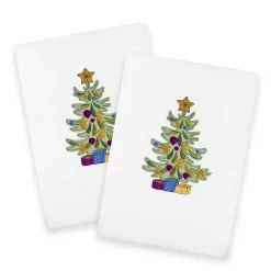 Linum Home Textiles Christmas Presents Embroidered Luxury Turkish Cotton Set Of 2 Hand Towels