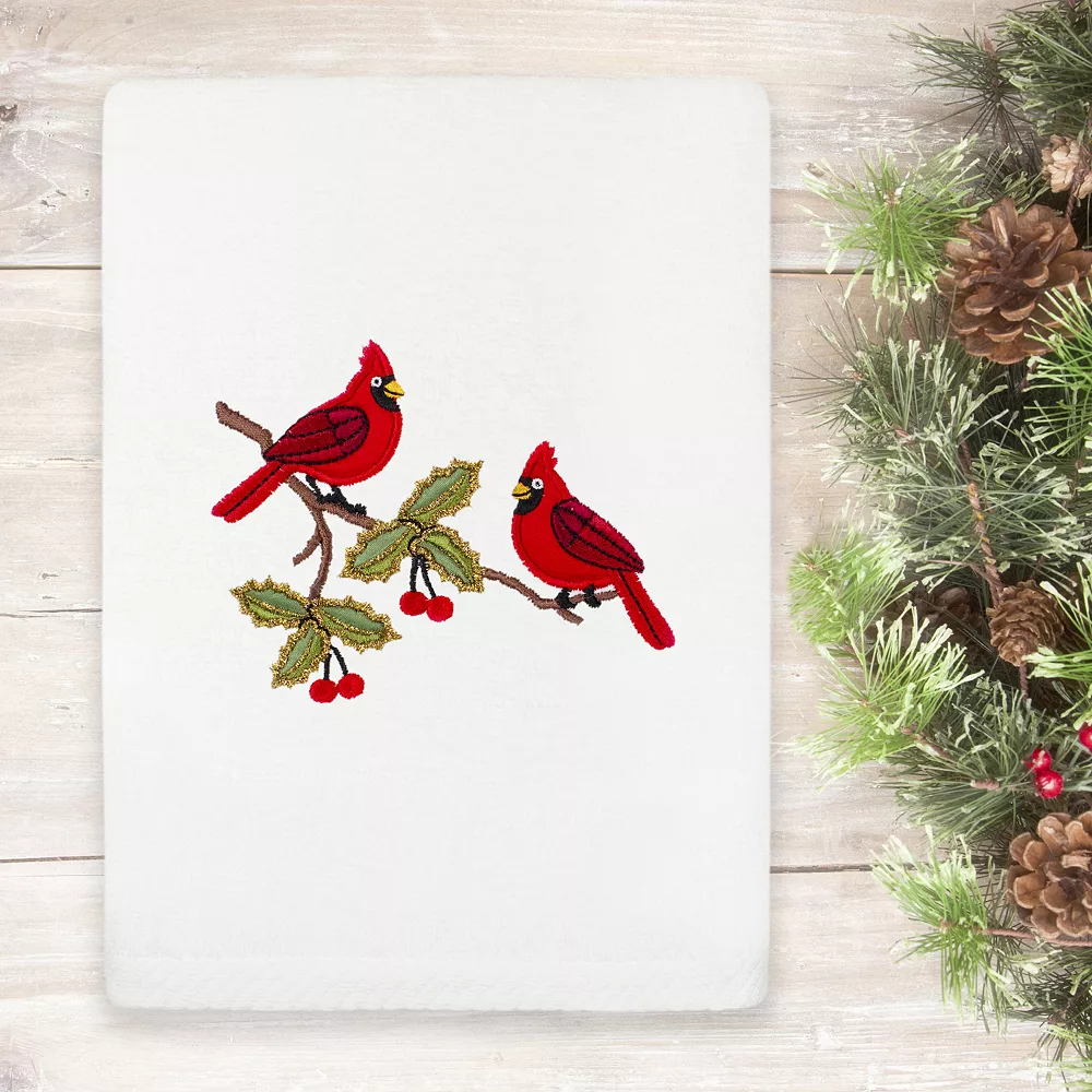 Linum Home Textiles Christmas Red Pair Embroidered Luxury Turkish Cotton Hand Towel - Image 2