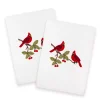 Linum Home Textiles Christmas Red Pair Embroidered Luxury Turkish Cotton Set Of 2 Hand Towels