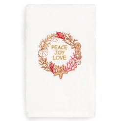 Linum Home Textiles Christmas "Peace Joy Love" Embroidered Luxury Turkish Cotton Hand Towel