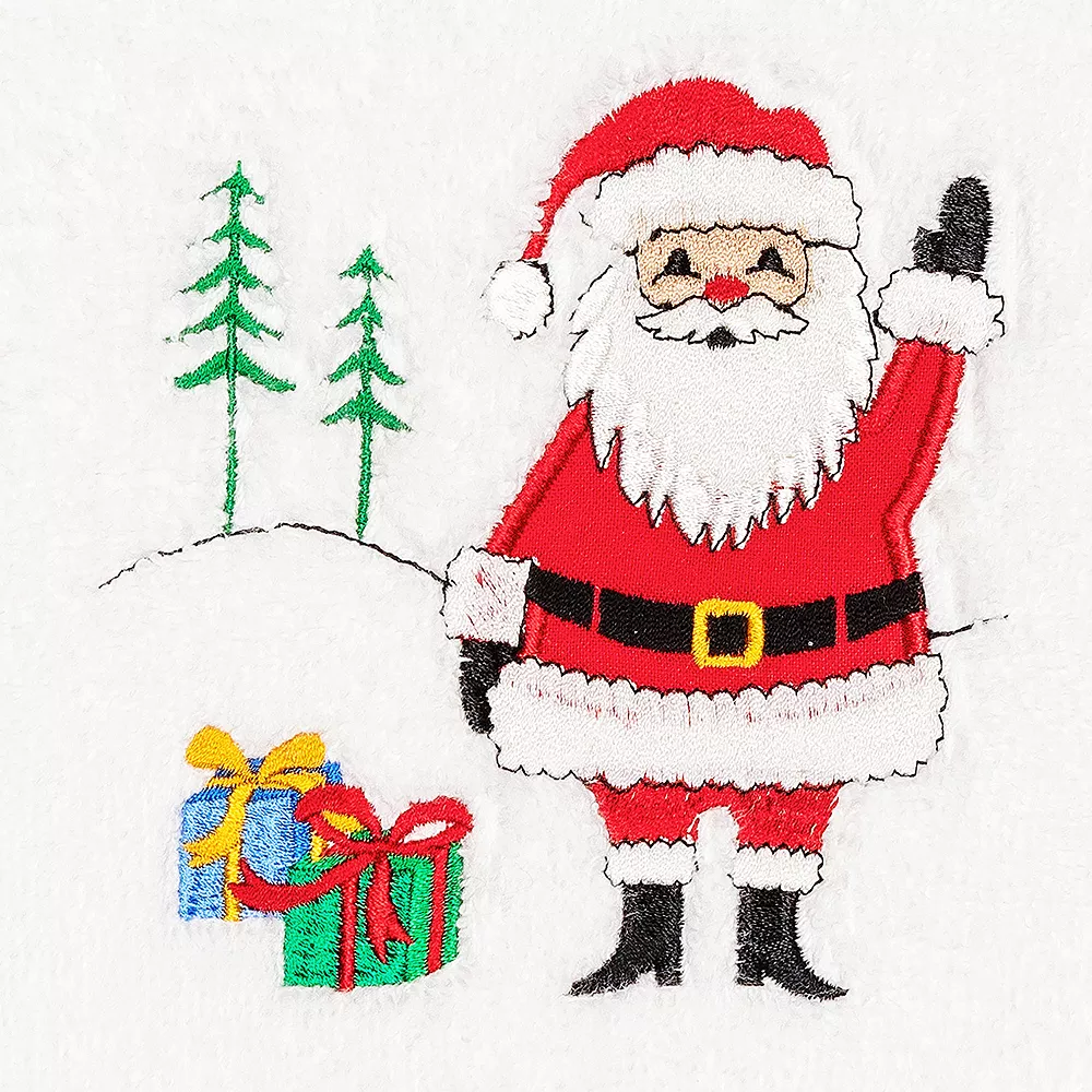 Linum Home Textiles Christmas Santa Waving Embroidered Luxury Turkish Cotton Hand Towel - Image 2
