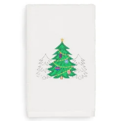 Linum Home Textiles Christmas Three Trees Embroidered Luxury Turkish Cotton Hand Towel