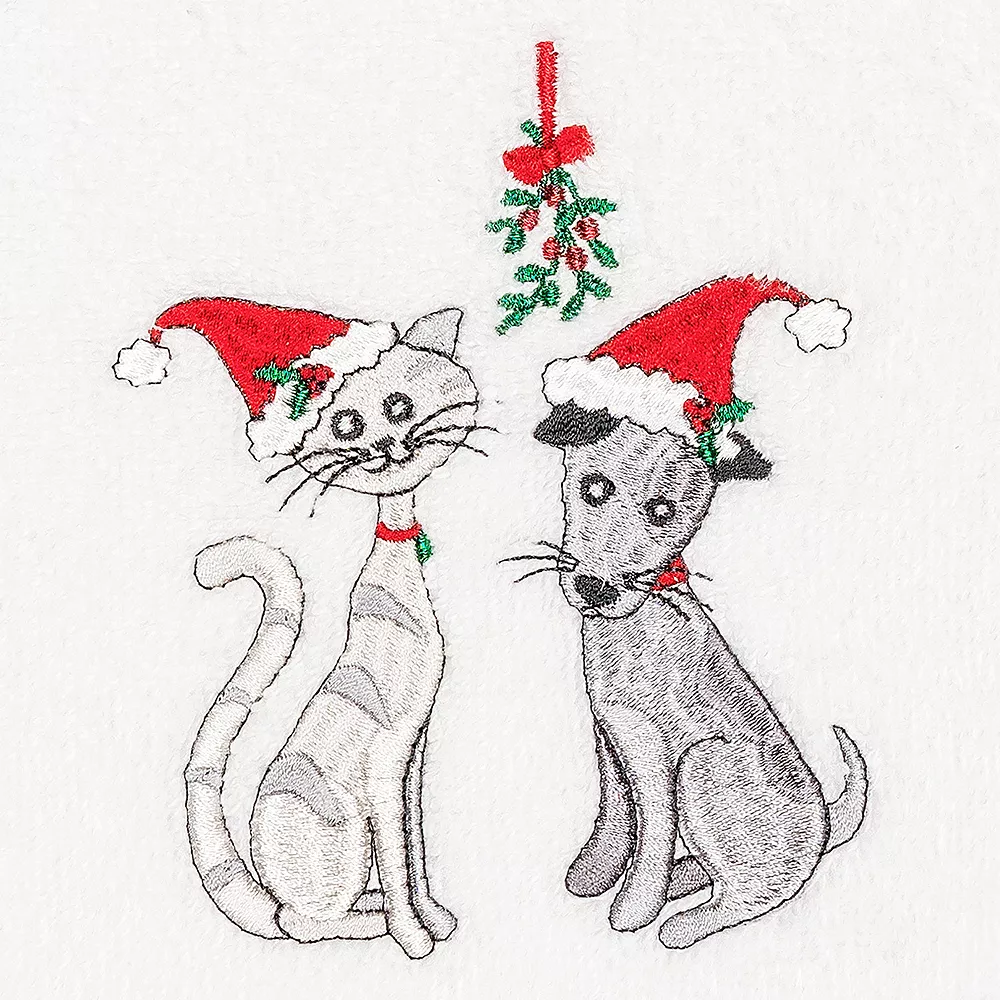 Linum Home Textiles Christmas Cute Couple Embroidered Luxury Turkish Cotton Hand Towel - Image 2