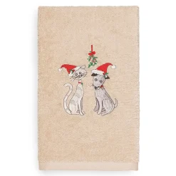 Linum Home Textiles Christmas Cute Couple Embroidered Luxury Turkish Cotton Hand Towel