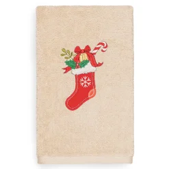 Linum Home Textiles Christmas Stocking Embroidered Luxury Turkish Cotton Hand Towel