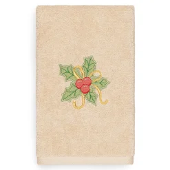 Linum Home Textiles Christmas Holly Bunch Embroidered Luxury Turkish Cotton Hand Towel