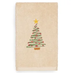 Linum Home Textiles Christmas Tree Embroidered Luxury Turkish Cotton Hand Towel