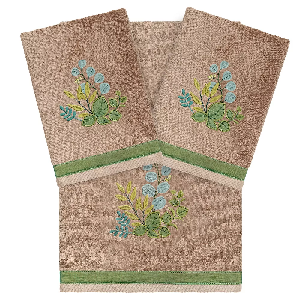 Linum Home Textiles Turkish Cotton Botanica 3-piece Embellished Towel Set